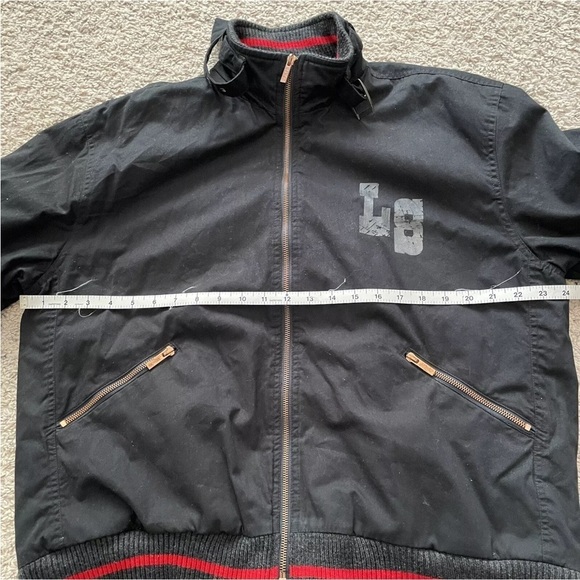 Levi Strauss Large Red Tab Black Bomber Jacket ~ Levi’s Graphic Motorcycle Y2K - Picture 6 of 9